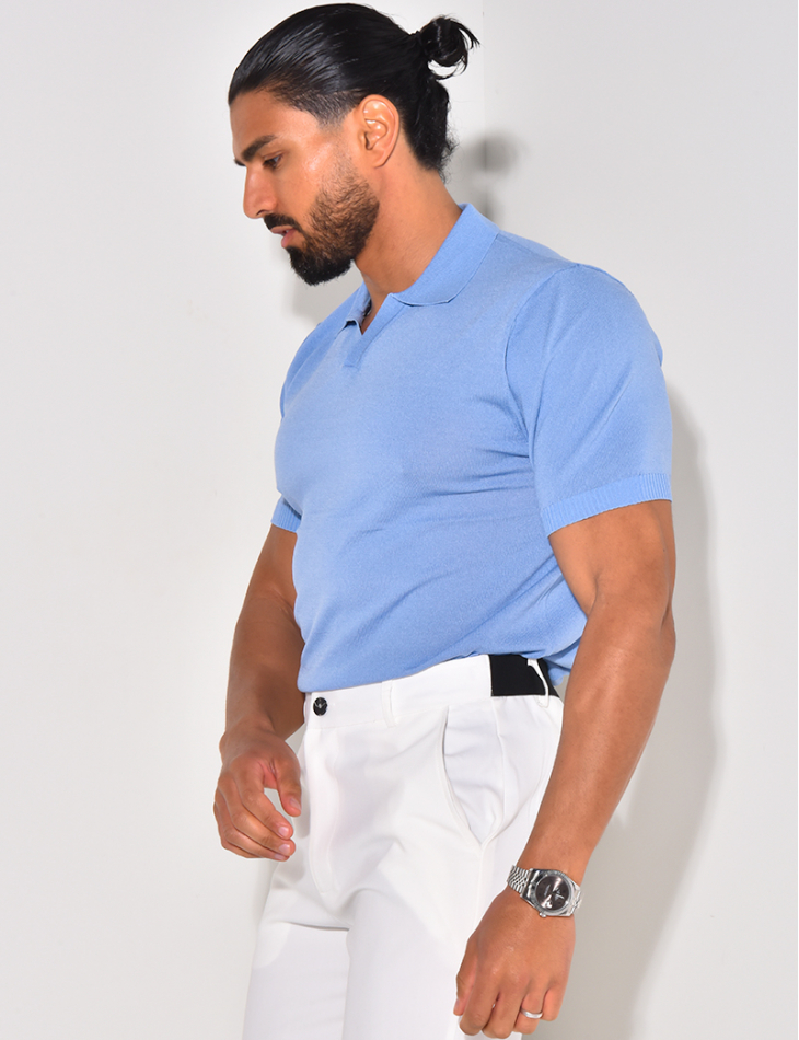 Ribbed polo shirt, short sleeves Ribbed polo shirt, short sleeves