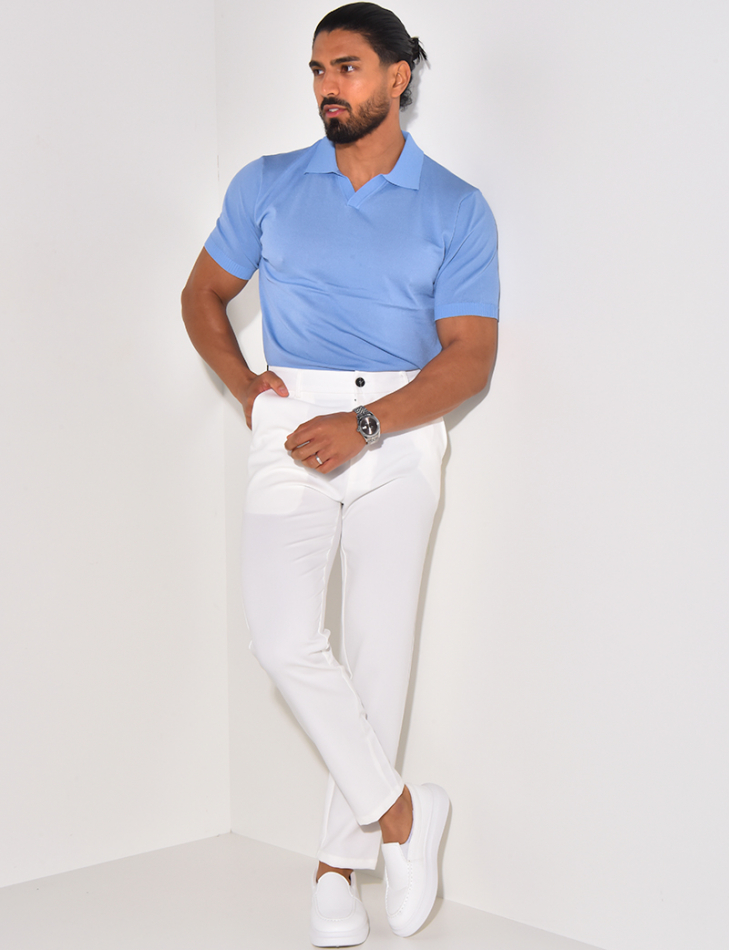 Ribbed polo shirt, short sleeves Ribbed polo shirt, short sleeves