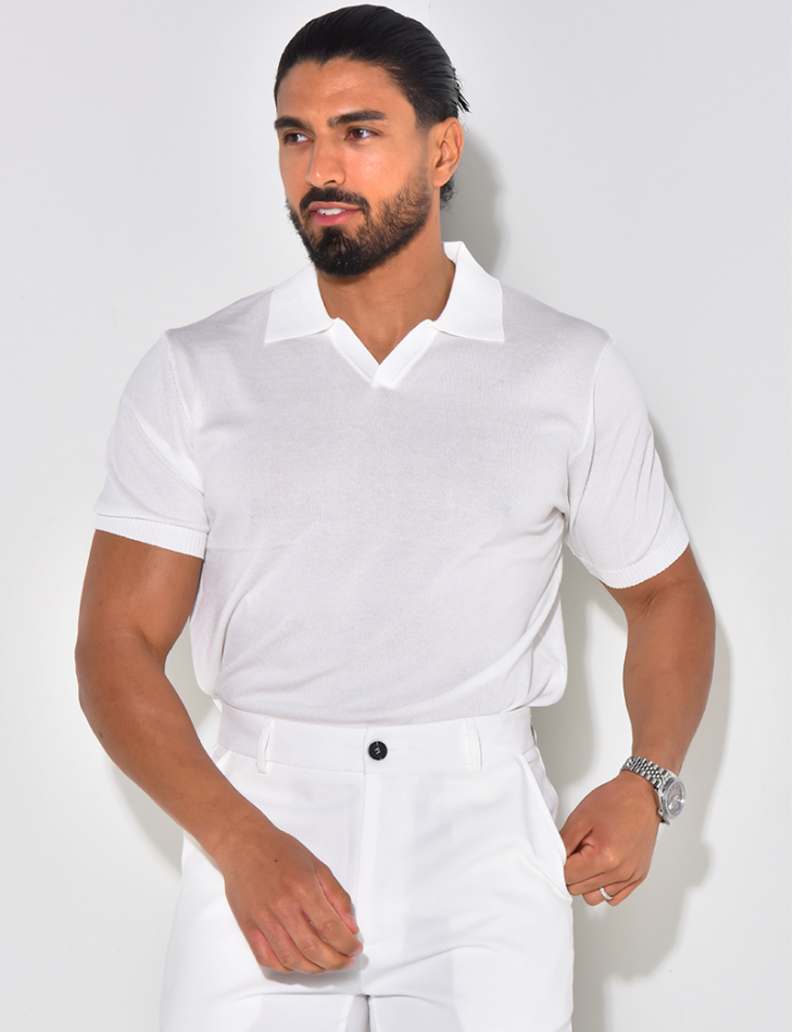  Ribbed polo shirt, short sleeves