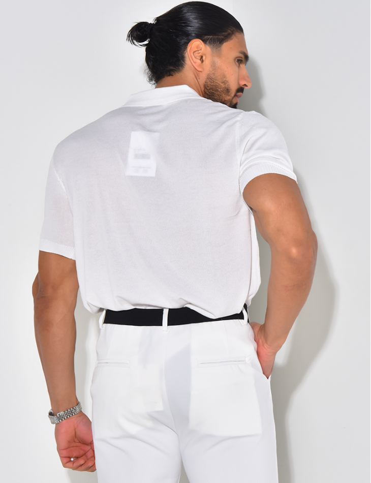  Ribbed polo shirt, short sleeves