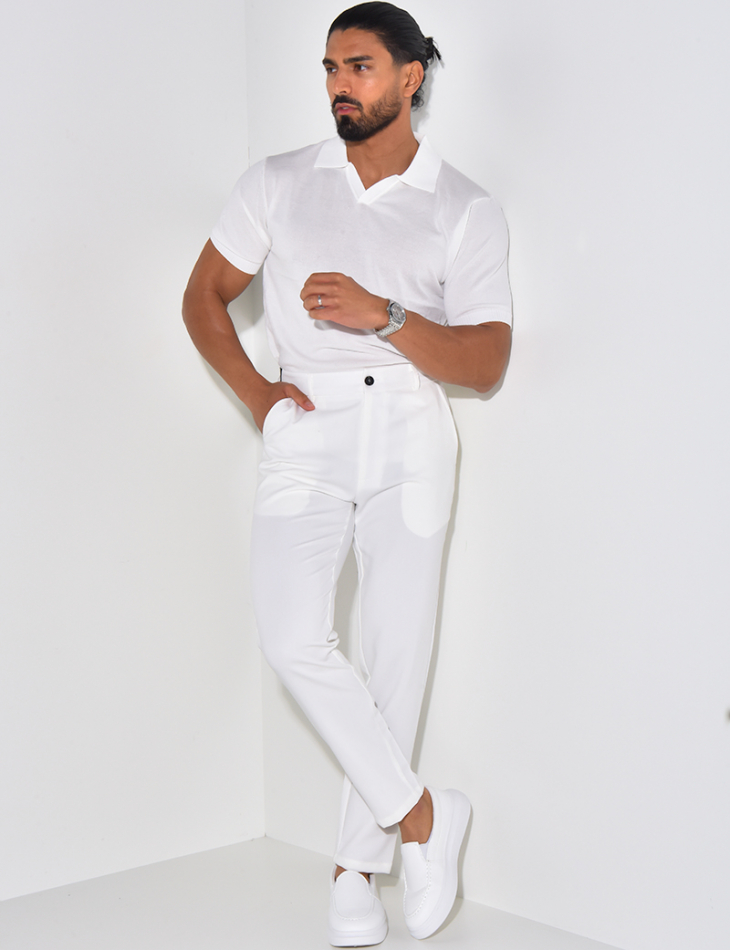  Ribbed polo shirt, short sleeves