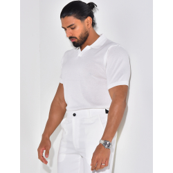  Ribbed polo shirt, short sleeves