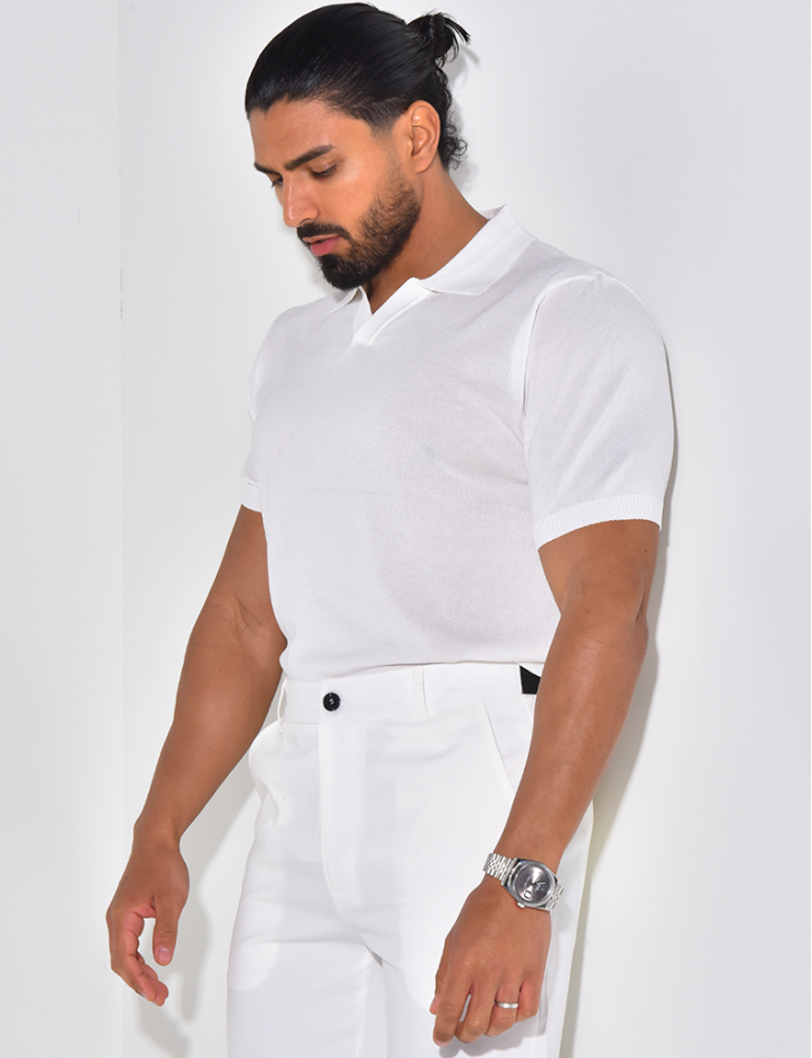  Ribbed polo shirt, short sleeves
