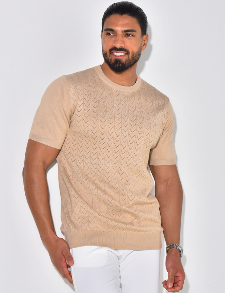 Ribbed openwork T-shirt