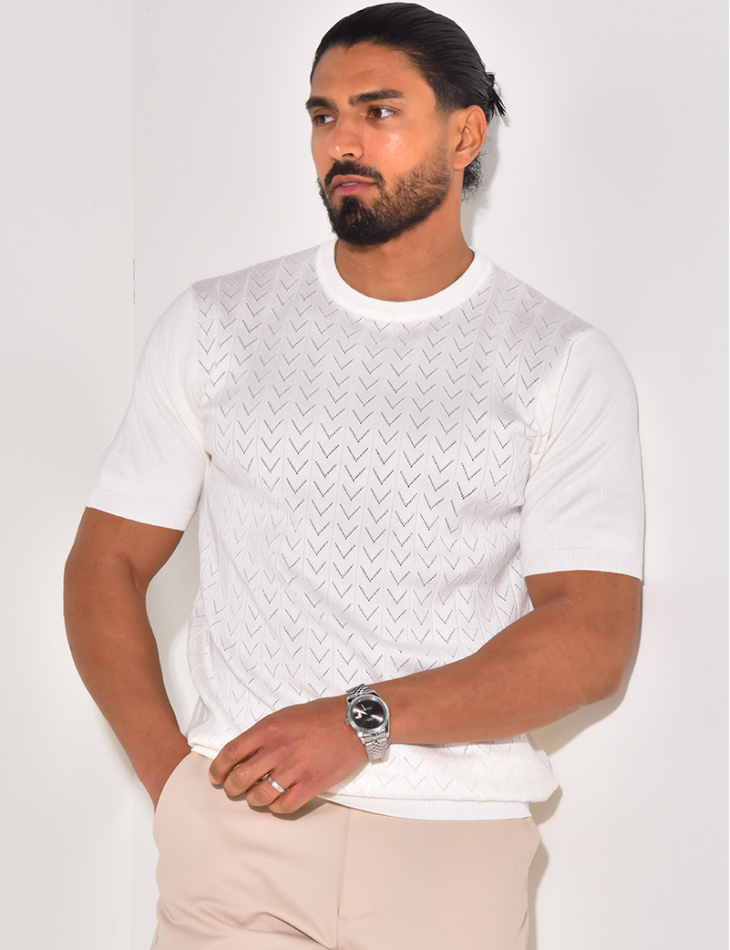 Ribbed openwork T-shirt