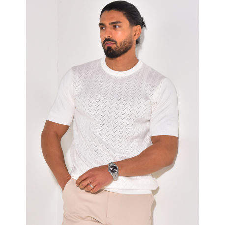 Ribbed openwork T-shirt