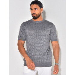 T-shirt côtelé en maille ajourée