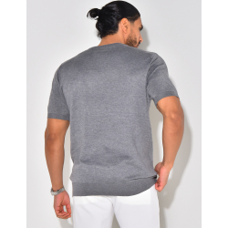 T-shirt côtelé en maille ajourée