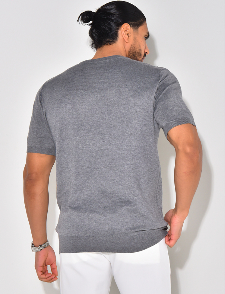 T-shirt côtelé en maille ajourée
