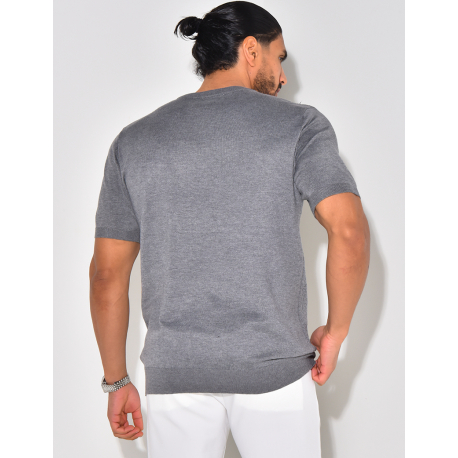 T-shirt côtelé en maille ajourée
