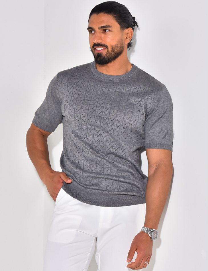 Ribbed openwork T-shirt