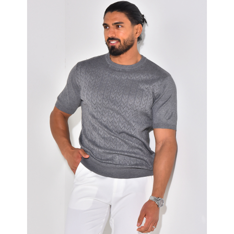 Ribbed openwork T-shirt