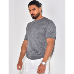 T-shirt côtelé en maille ajourée