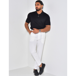 Geripptes Poloshirt mit kurzen Ärmeln