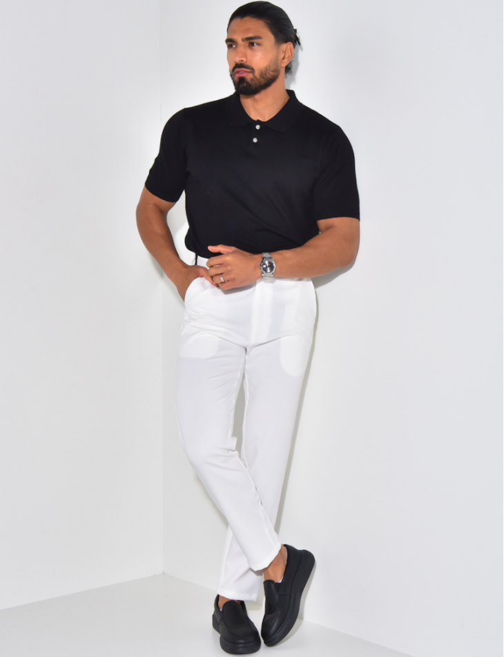 Geripptes Poloshirt mit kurzen Ärmeln