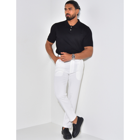 Geripptes Poloshirt mit kurzen Ärmeln