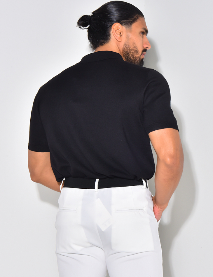 Geripptes Poloshirt mit kurzen Ärmeln