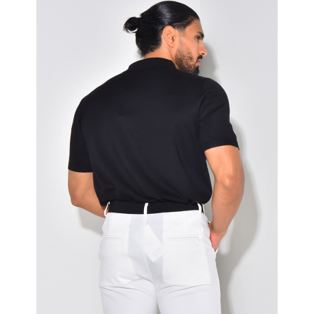 Geripptes Poloshirt mit kurzen Ärmeln