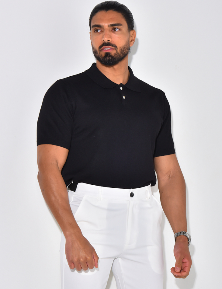 Geripptes Poloshirt mit kurzen Ärmeln