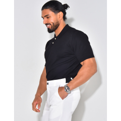 Geripptes Poloshirt mit kurzen Ärmeln