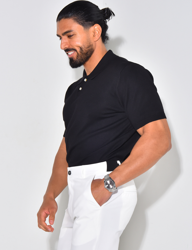 Geripptes Poloshirt mit kurzen Ärmeln