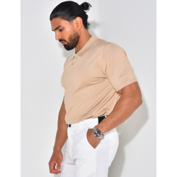  Geripptes Poloshirt mit kurzen Ärmeln