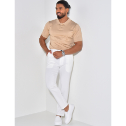  Geripptes Poloshirt mit kurzen Ärmeln