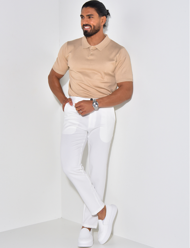  Geripptes Poloshirt mit kurzen Ärmeln