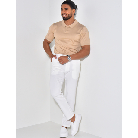  Geripptes Poloshirt mit kurzen Ärmeln