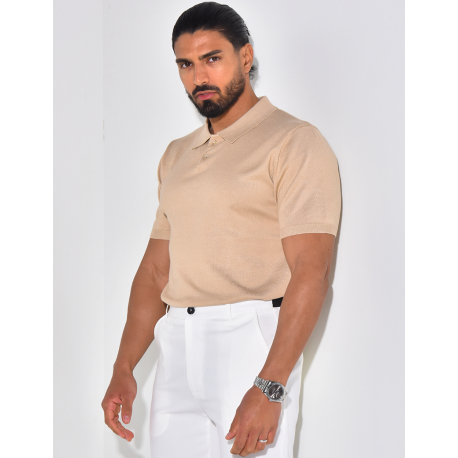  Geripptes Poloshirt mit kurzen Ärmeln