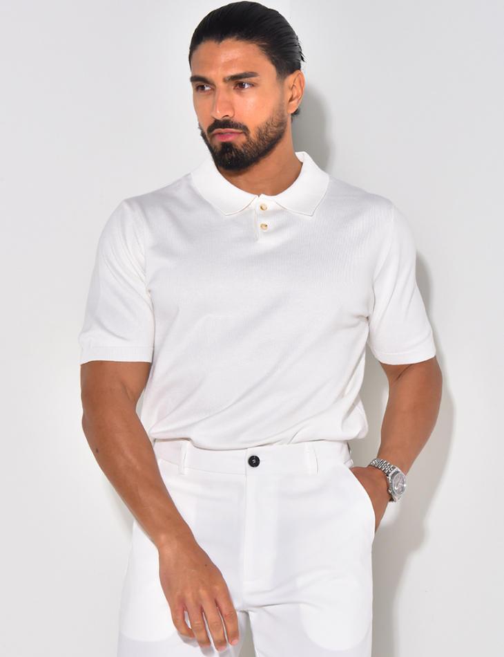 Geripptes Poloshirt mit kurzen Ärmeln