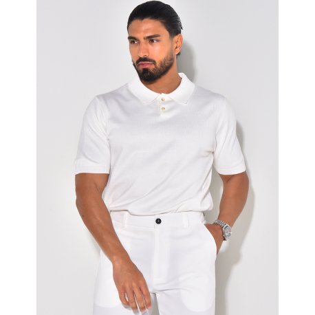 Geripptes Poloshirt mit kurzen Ärmeln