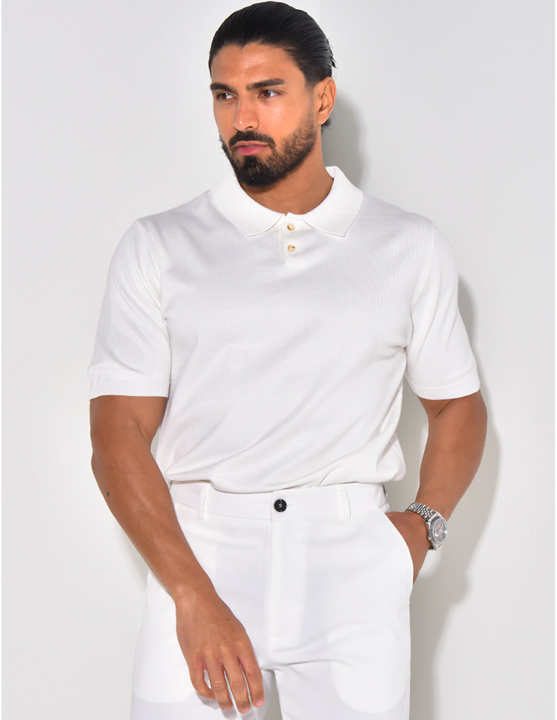 Geripptes Poloshirt mit kurzen Ärmeln