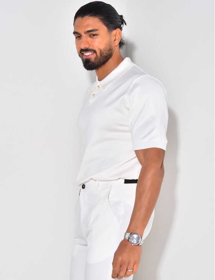 Geripptes Poloshirt mit kurzen Ärmeln