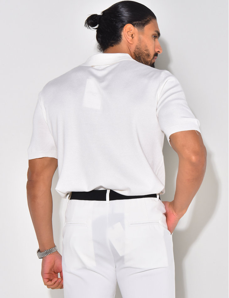 Geripptes Poloshirt mit kurzen Ärmeln