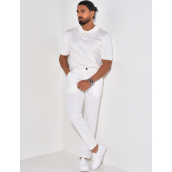 Geripptes Poloshirt mit kurzen Ärmeln