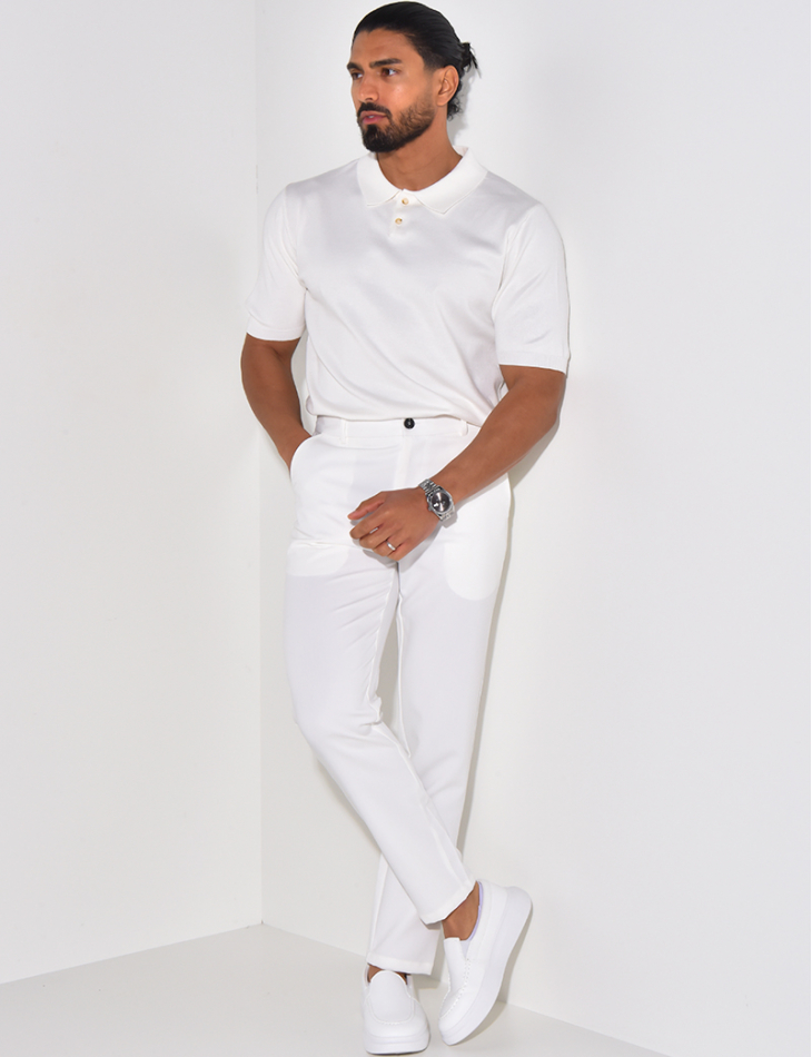 Geripptes Poloshirt mit kurzen Ärmeln