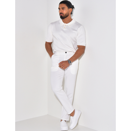 Geripptes Poloshirt mit kurzen Ärmeln