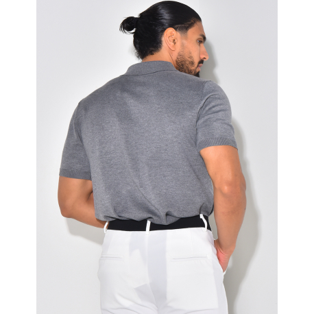 Geripptes Poloshirt mit kurzen Ärmeln  Geripptes Poloshirt mit kurzen Ärmeln