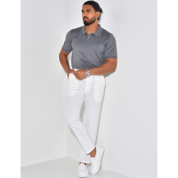 Geripptes Poloshirt mit kurzen Ärmeln  Geripptes Poloshirt mit kurzen Ärmeln