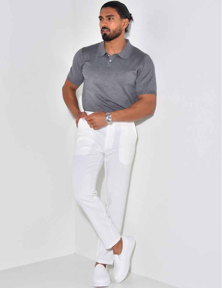 Geripptes Poloshirt mit kurzen Ärmeln  Geripptes Poloshirt mit kurzen Ärmeln