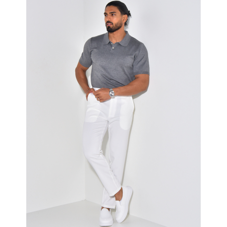 Geripptes Poloshirt mit kurzen Ärmeln  Geripptes Poloshirt mit kurzen Ärmeln