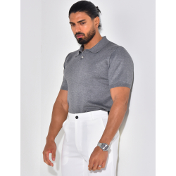 Geripptes Poloshirt mit kurzen Ärmeln  Geripptes Poloshirt mit kurzen Ärmeln