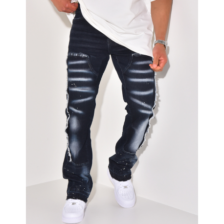 Jeans with yoke and paint stains   Jeans with yoke and paint stains
