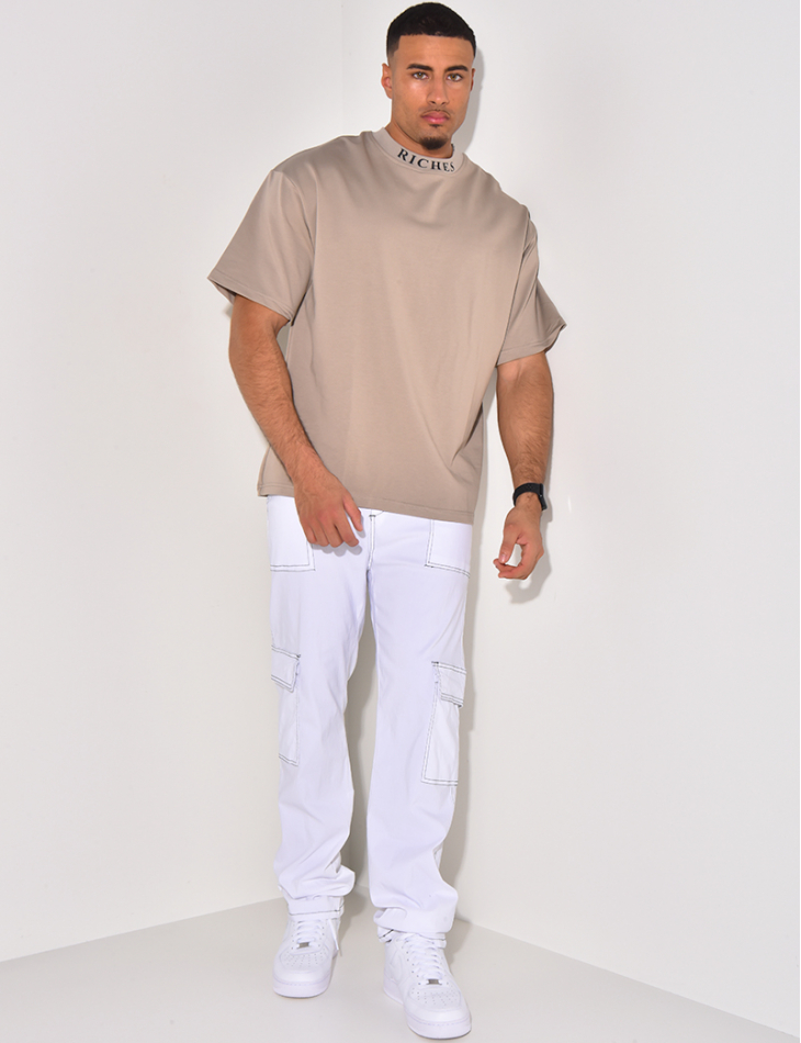 T-shirt à écriture au col "riches"