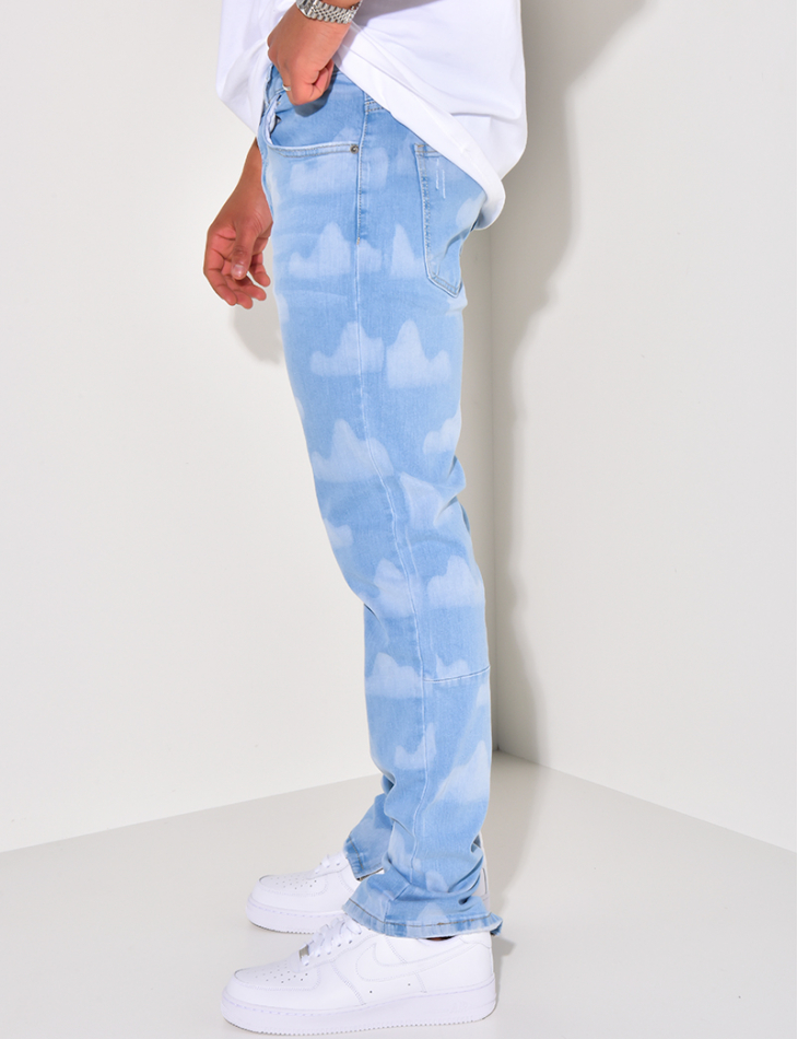 Jeans à motifs nuages Jeans à motifs nuages
