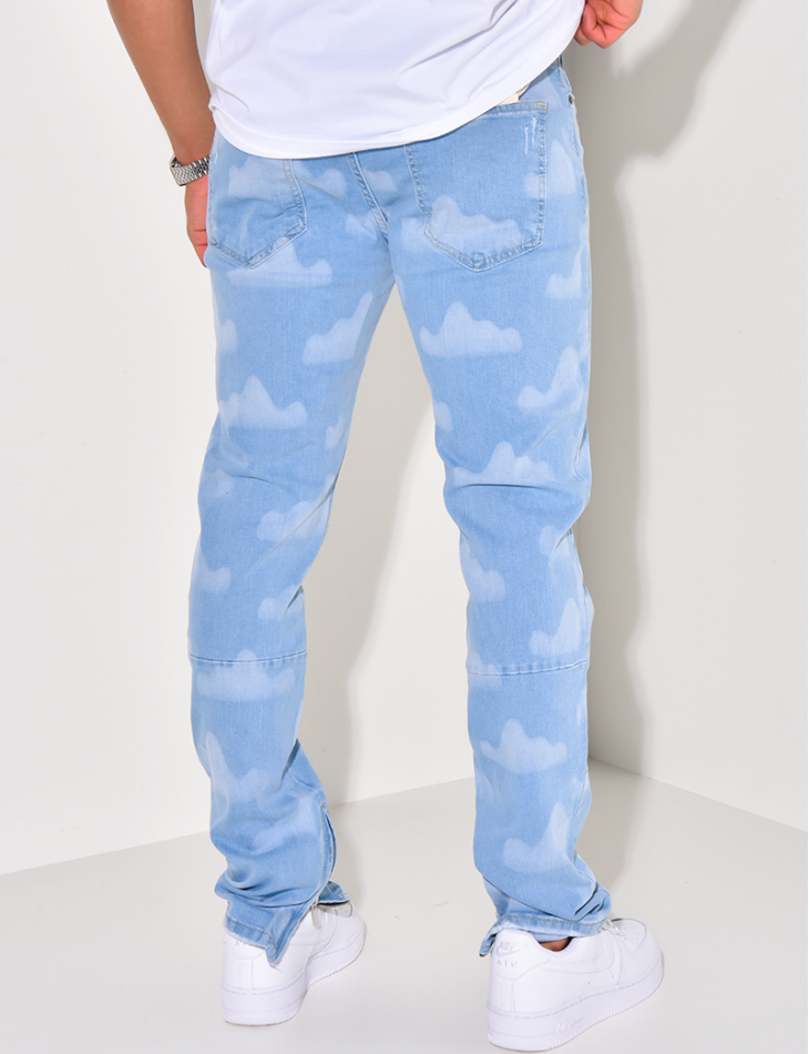Jeans à motifs nuages Jeans à motifs nuages