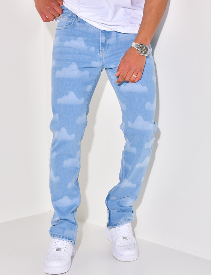 Cloud pattern jeans