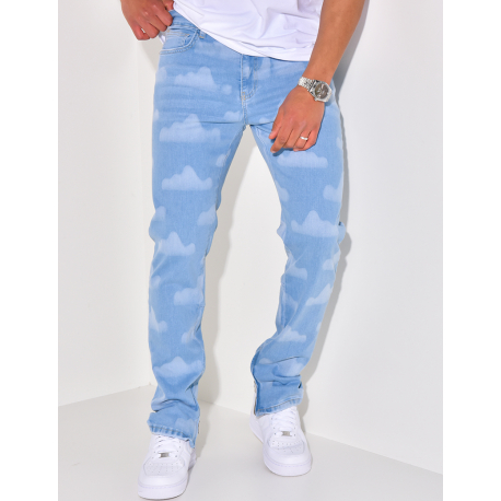 Cloud pattern jeans
