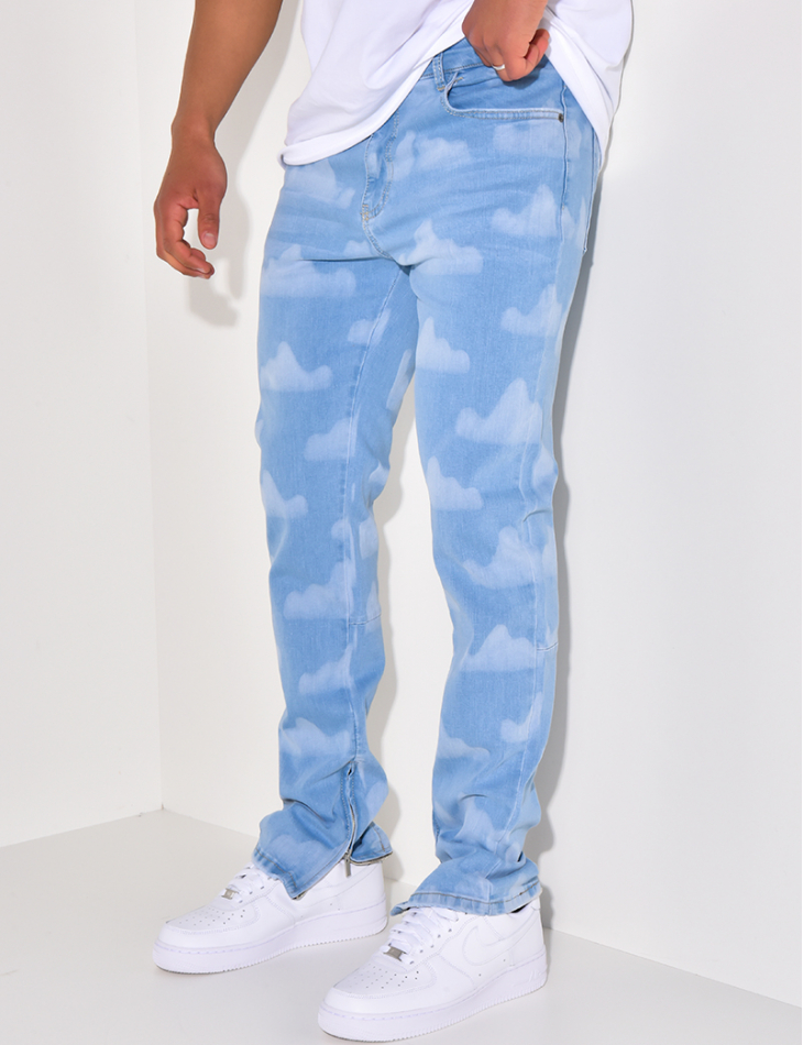 Jeans à motifs nuages Jeans à motifs nuages